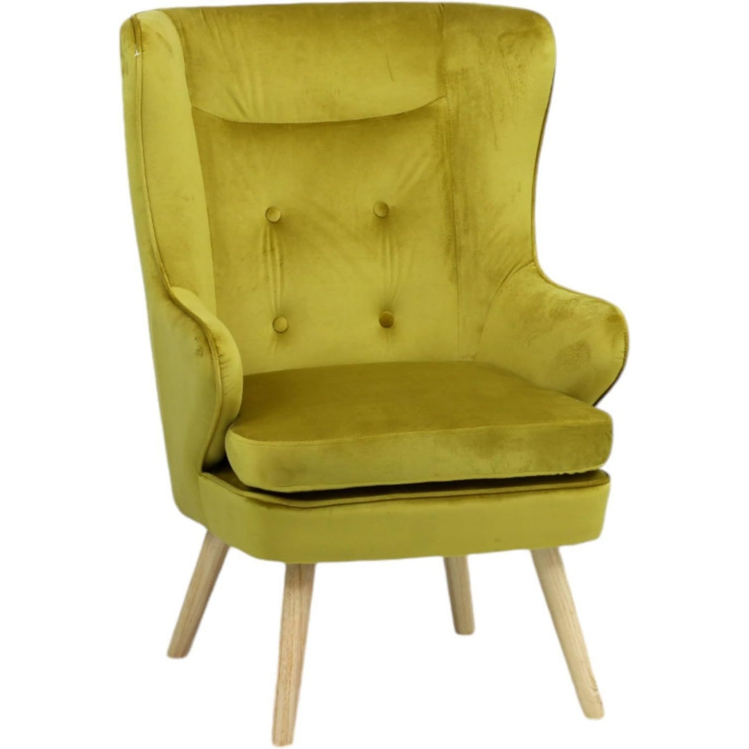 Poltrona rivestito in velluto velluto giallo senape