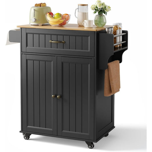Credenze mobili Bealife Carrello da Cucina, Mobile Cucina,con Ruote e Piano di Lavoro,Carre
