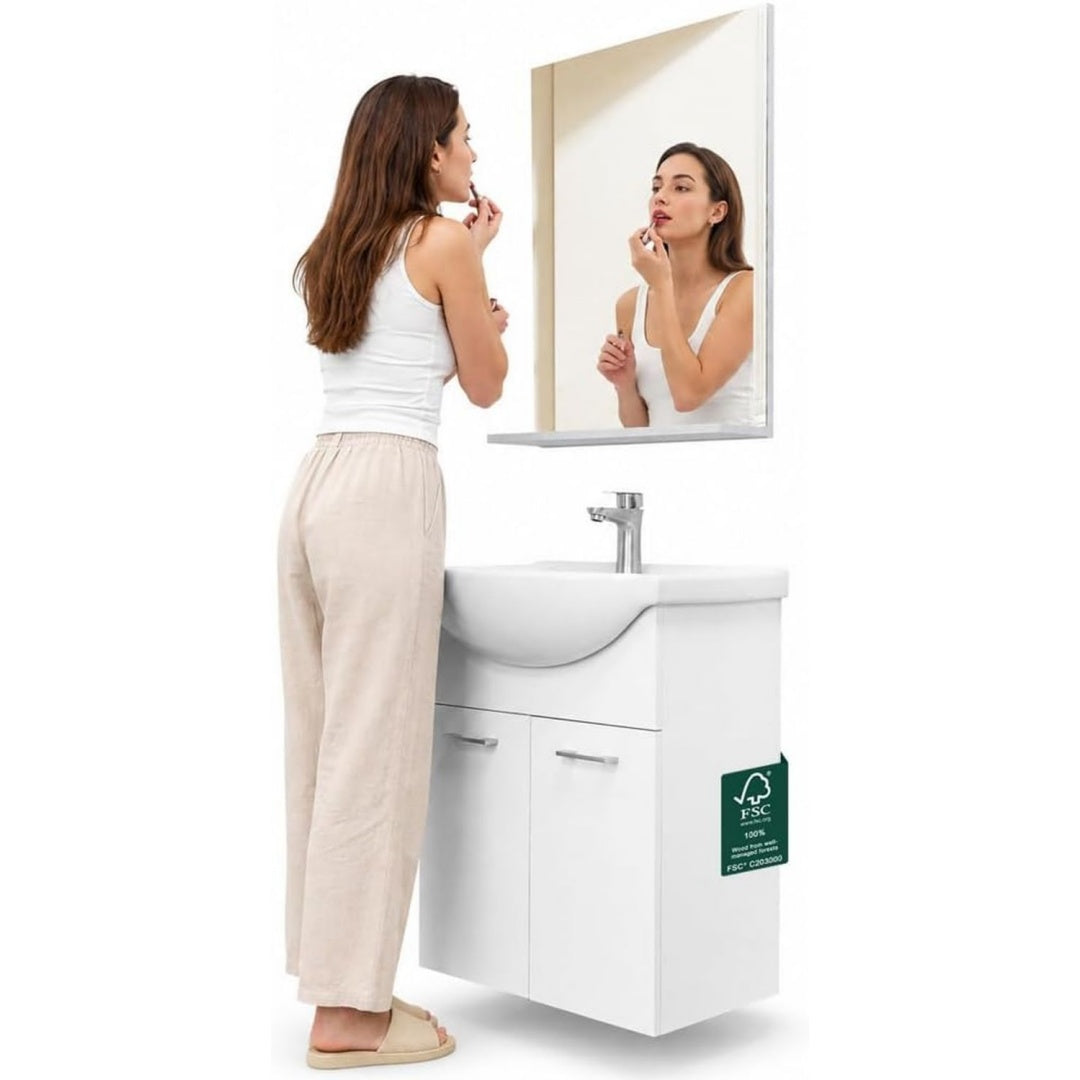 Letto Shally Dogan Mobile da Bagno Sospeso a Parete Completo di Specchio, Modello