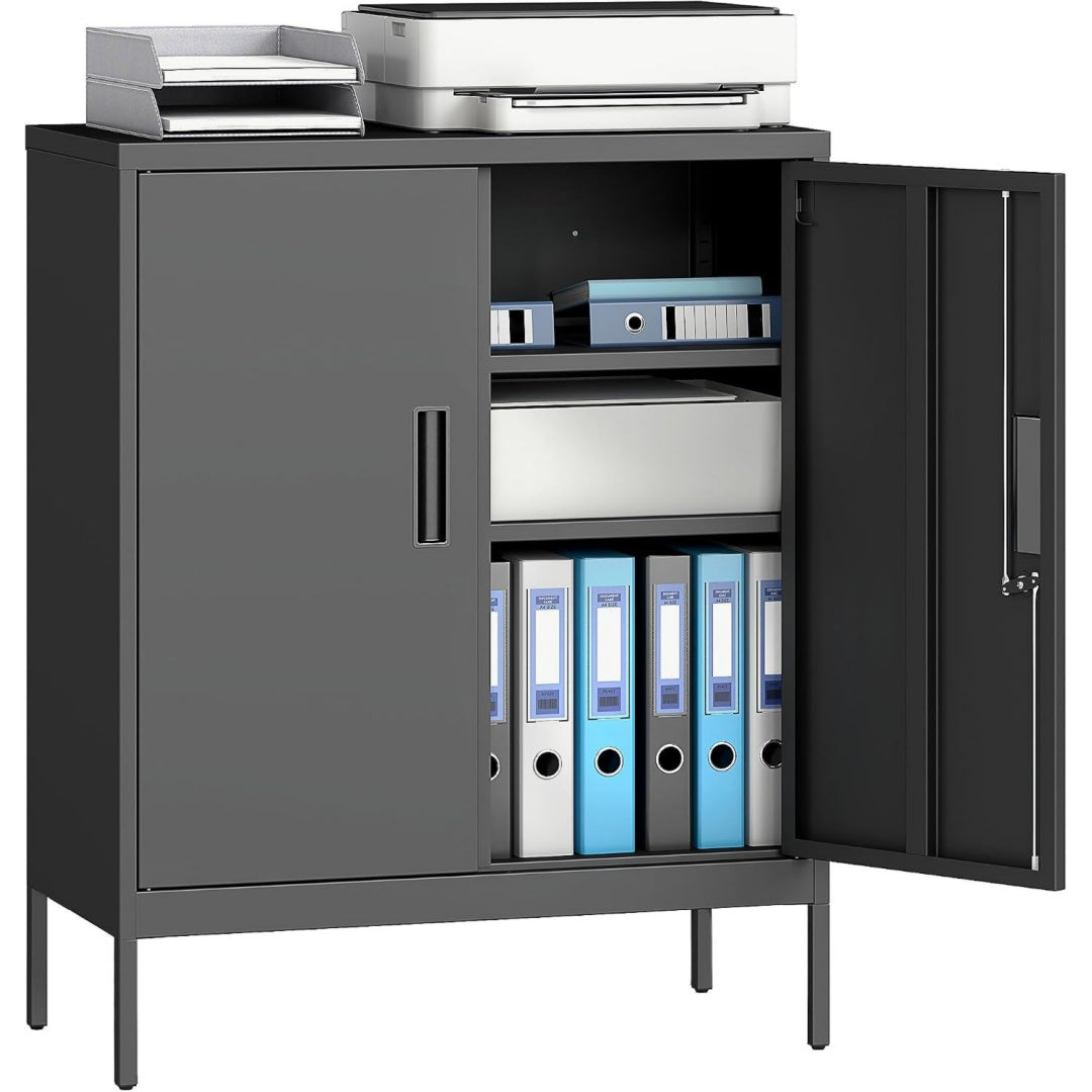 Armadio Armadietto metallico con serratura, Mobile per ufficio, Nero