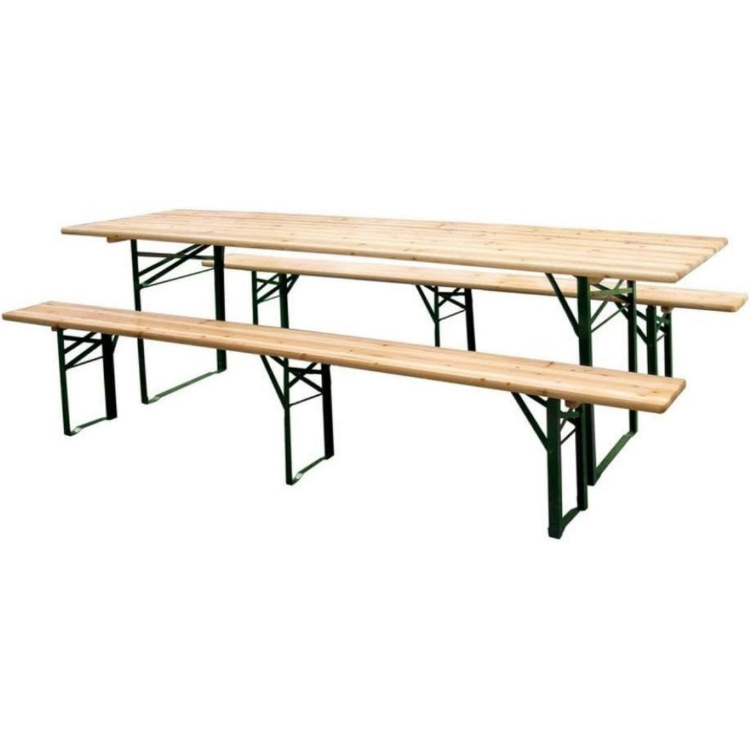 Tavolo Set Birreria Plus, Tavolo e Panche in Legno e Acciaio, Richiudibile, Panche